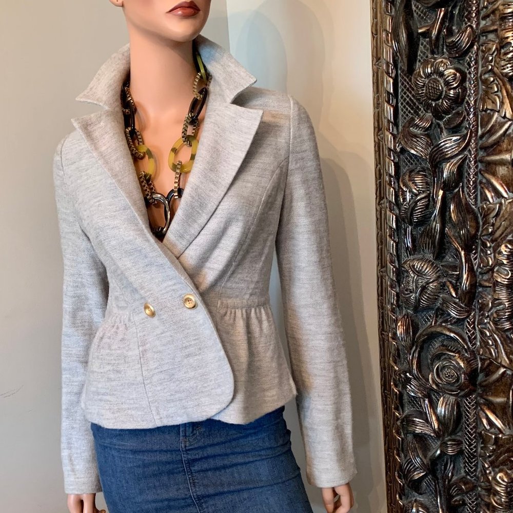 BCBG MAXAZRIA Gray Double Breasted Wool Jacket